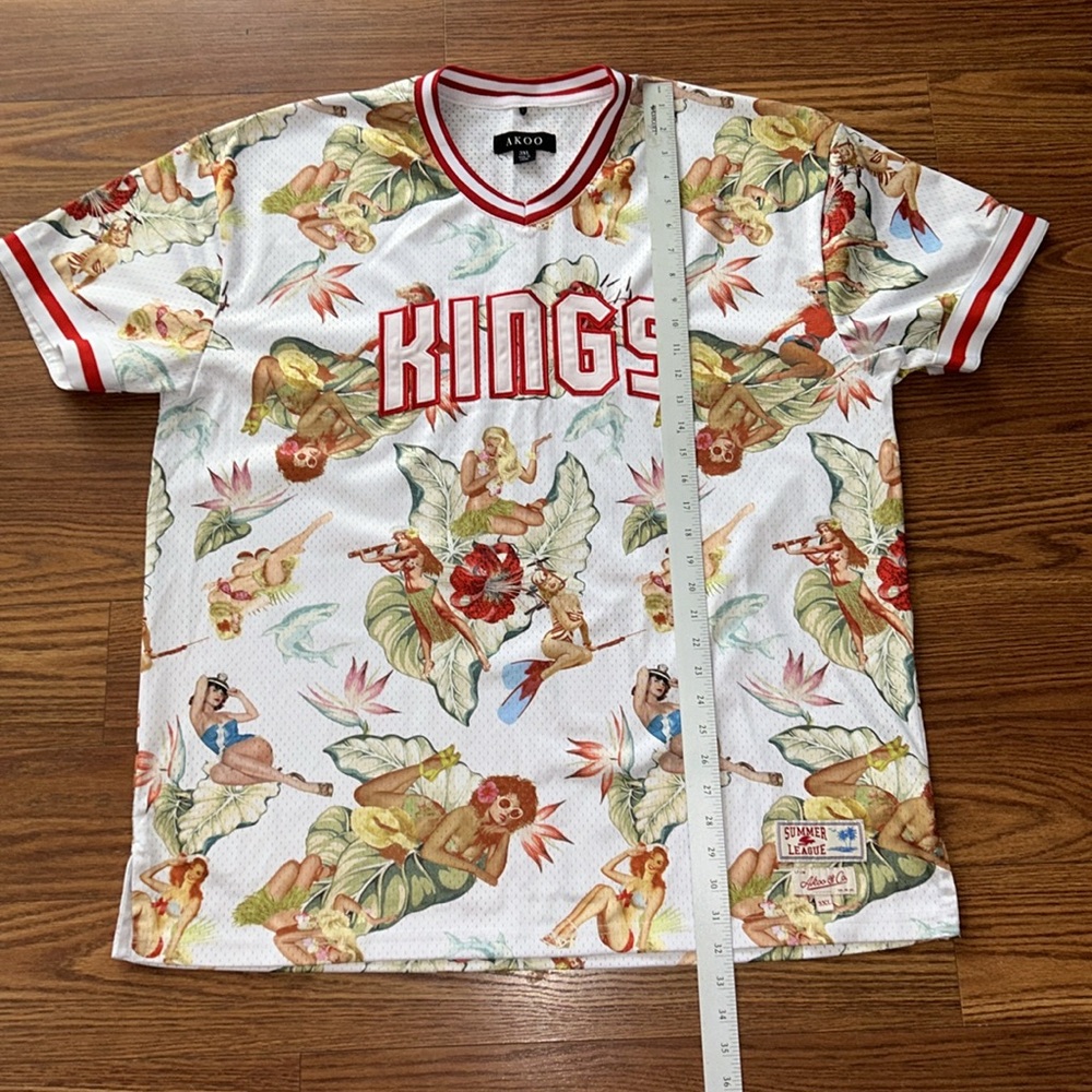 Akoo & Co Jersey Kings Summer League Women's Pinup Bold All Over Print SZ 3XL - Picture 8 of 11
